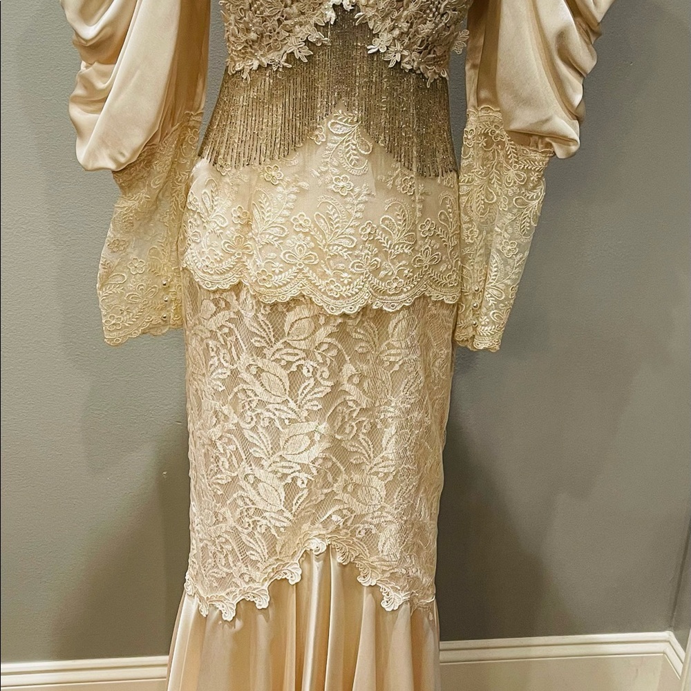 Vintage lace and beaded wedding dress